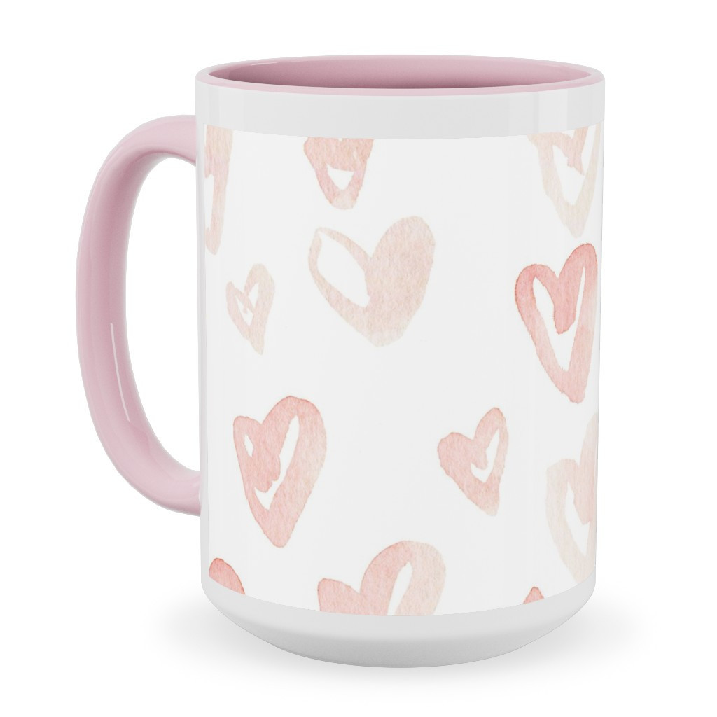 Pink Ceramic Mugs: Pale Pink Hearts - Pink Ceramic, 15oz | Shutterfly