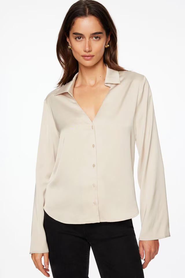 Piper Long Sleeve Satin Shirt | Dynamite Clothing