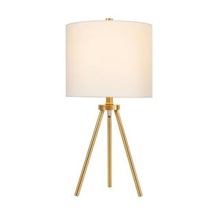 Hampton Bay Quinby 22 in. Gold Tripod Table Lamp with White Fabric Shade HD6420A - The Home Depot | The Home Depot