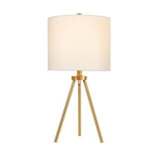 Hampton Bay Quinby 22 in. Gold Tripod Table Lamp with White Fabric Shade HD6420A - The Home Depot | The Home Depot