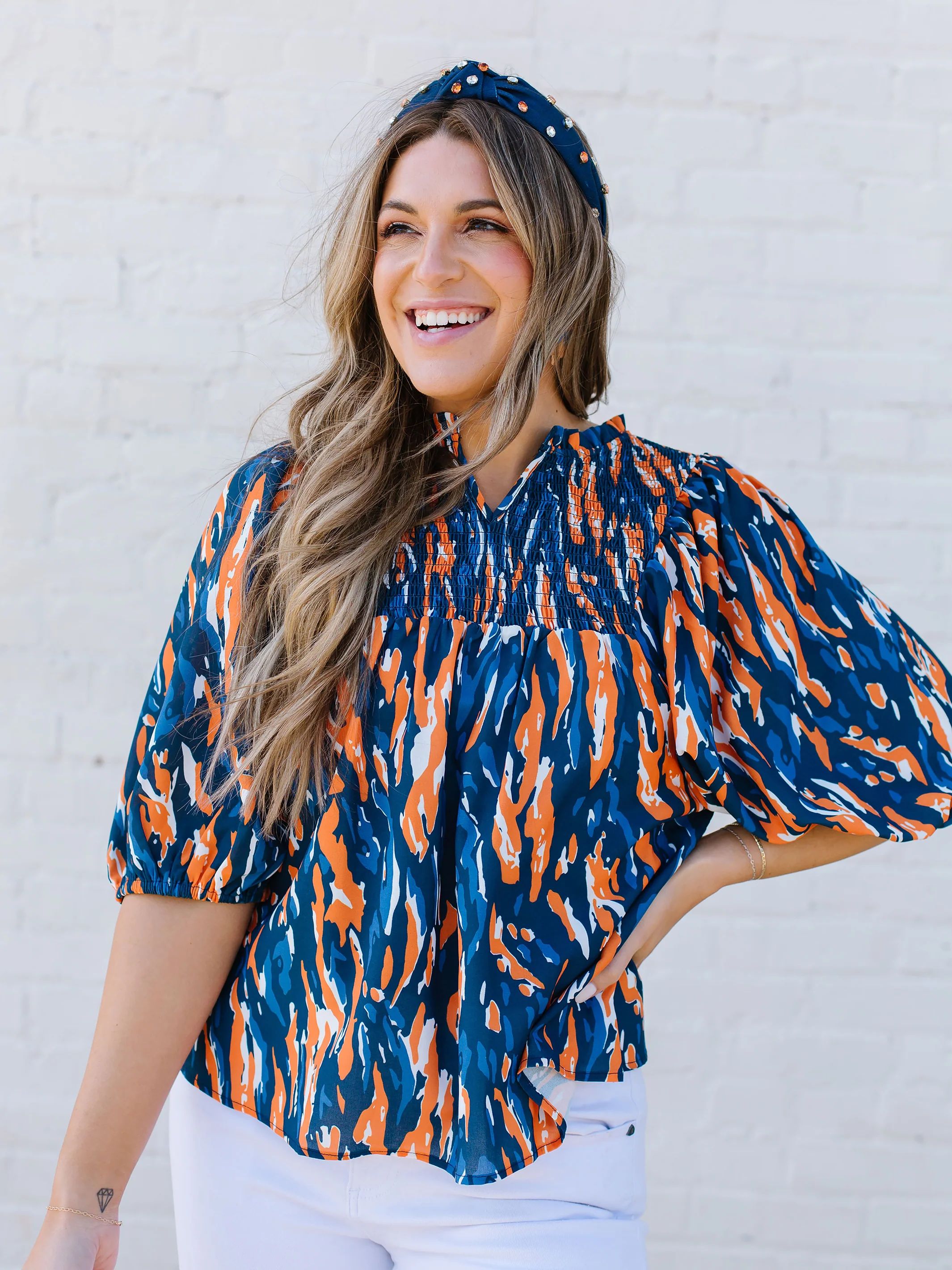 Jona Top  | Tiger Tail Navy | Michelle McDowell