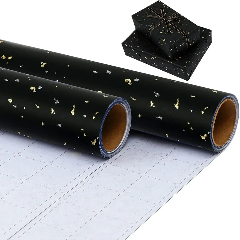 Birthday Wrapping Paper Roll - Black Gold Design with Silky Touch Perfect for Birthday, Wedding, ... | Walmart (US)