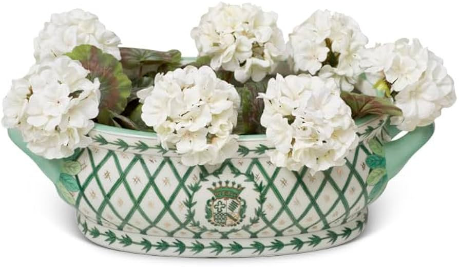 ChinaFurnitureOnline Green and White European Motif Chinese Porcelain Footbath Planter | Amazon (US)