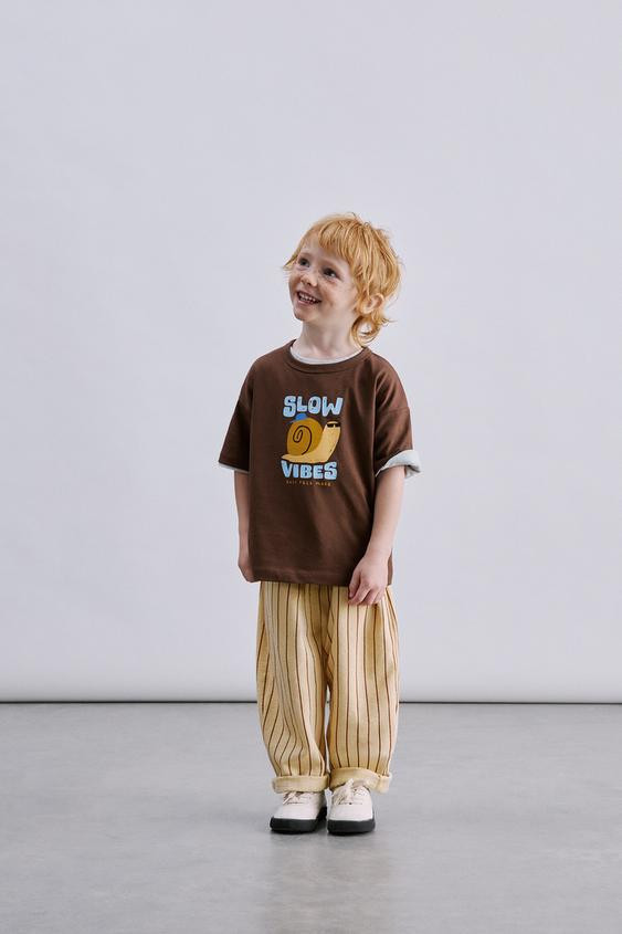 Zara - Striped Balloon Pants - Ecru / Red - 2 Years (36,2 Inches) - Kids | Zara US