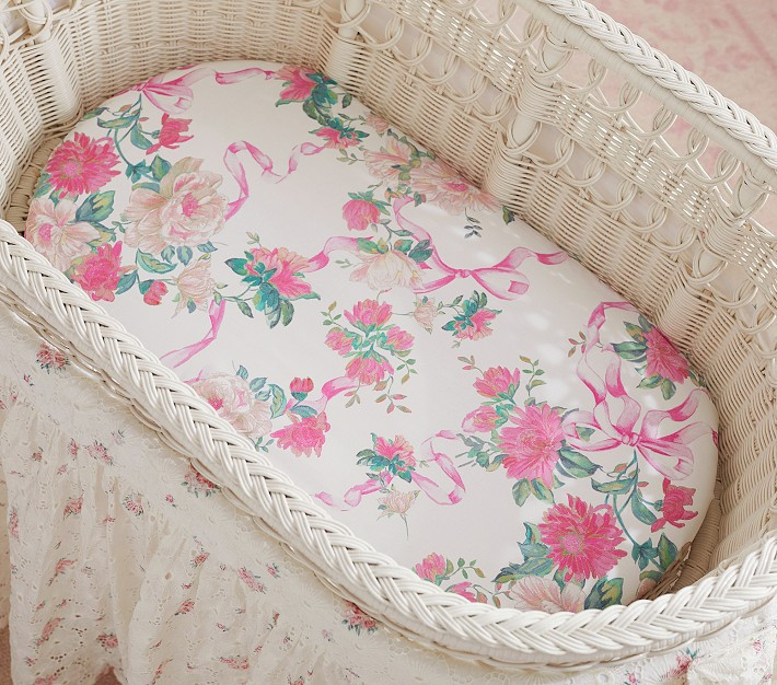LoveShackFancy Cabbage Rose Organic Bassinet Pad Cover | Pottery Barn Kids