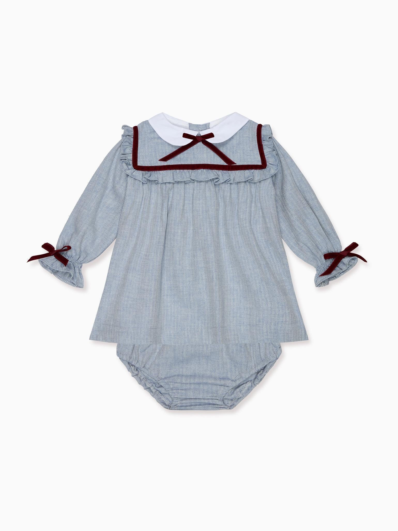 Dusty Blue Melissa Baby Girl Set | La Coqueta (US)