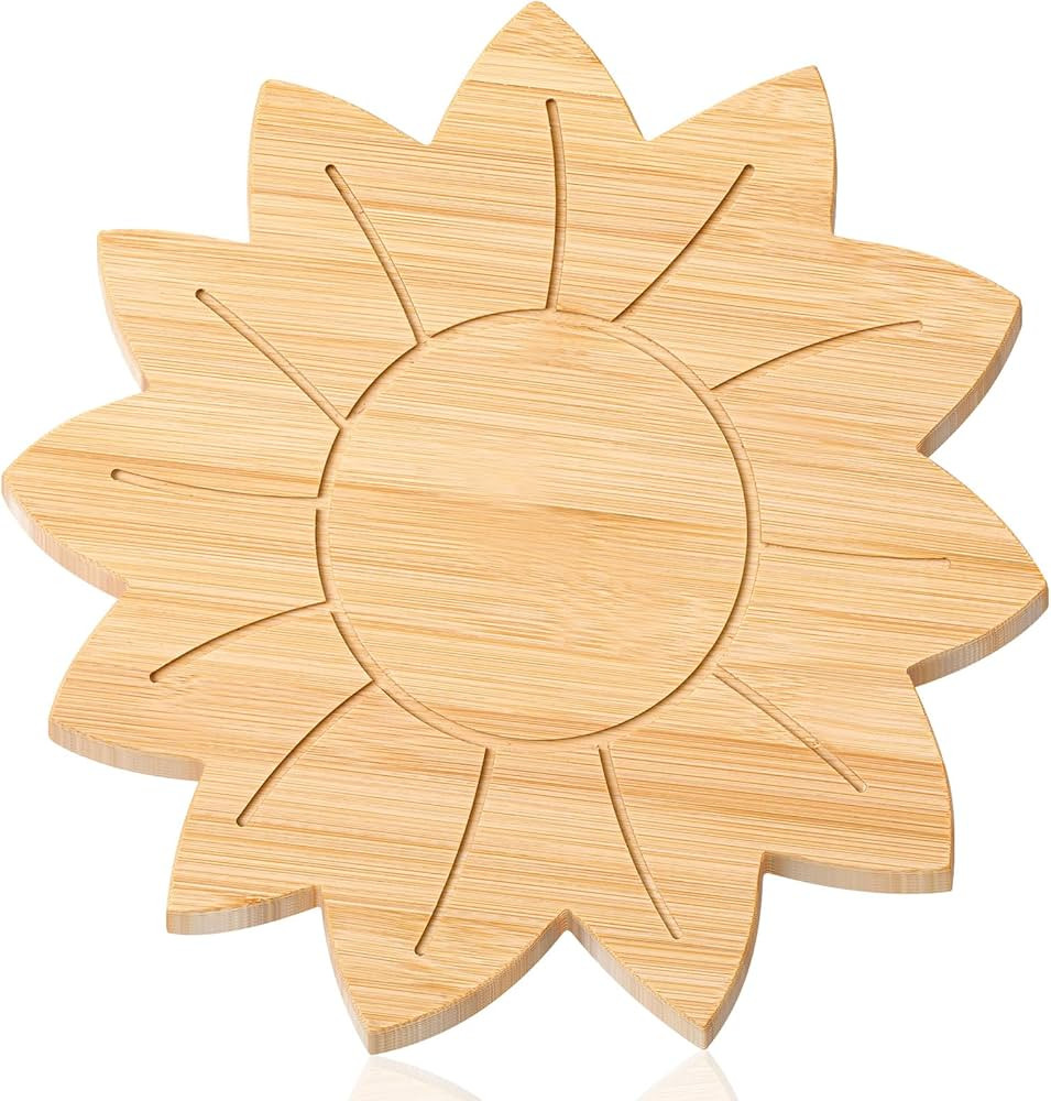 Sunflower Shaped Bamboo Cutting Board Christmas Sunflower Gifts for Lovers Women Charcuterie Boar... | Amazon (US)