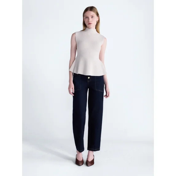 Scoop Women's and Women's Plus Sleeveless Mock Neck Peplum Sweater Tank, Sizes XS-4X | Walmart (US)