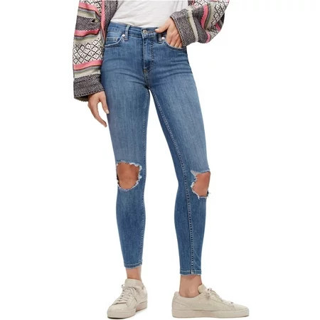 Free People Womens Busted Knee Skinny Fit Jeans Blue 27 | Walmart (US)