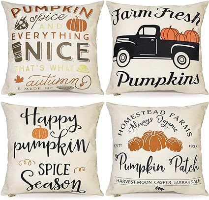 FOOZOUP Fall Thanksgiving Pumpkin Throw Pillow Covers 18x18 Harvest Pillowcases Decorations for H... | Amazon (US)