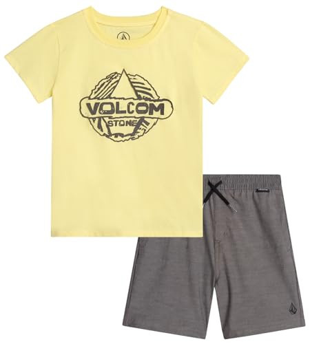 Volcom Toddler Boy Shorts Set - 2 Piece Short Sleeve Graphic Tees and Tech Stretch Shorts for Boys - Toddler Summer Clothes, Size 6, Sea Spray | Amazon (US)