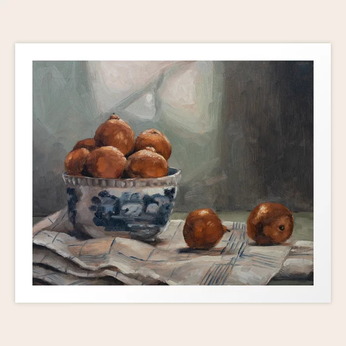 clementines in a transferware bowl (1) Art Print | Society6