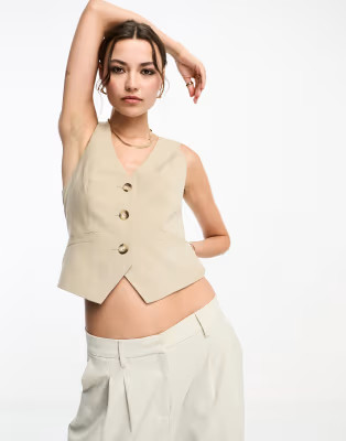 ASOS DESIGN waistcoat in neutral | ASOS (Global)