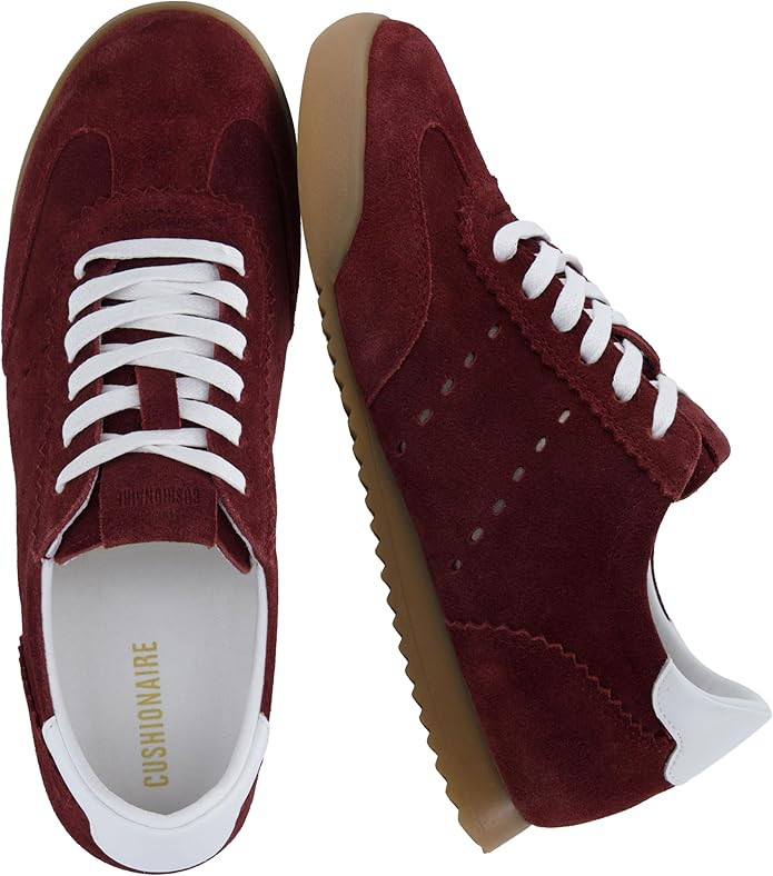 CUSHIONAIRE Tick Tock Women's Genuine Leather Lace-Up Casual Sneaker – Retro-Inspired Walking S... | Amazon (US)