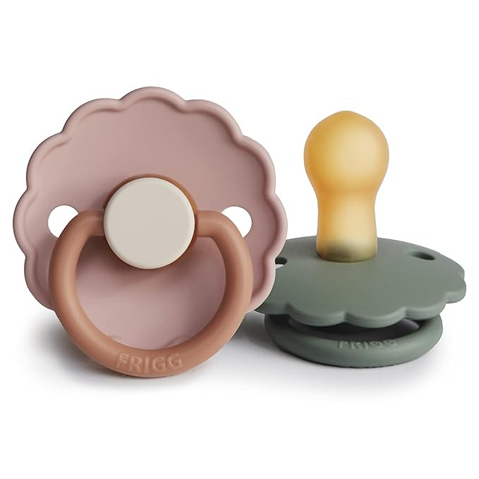 FRIGG Daisy Natural Rubber Baby Pacifier | Made in Denmark | BPA-Free (Biscuit/Lily Pad, 0-6 Mont... | Amazon (US)