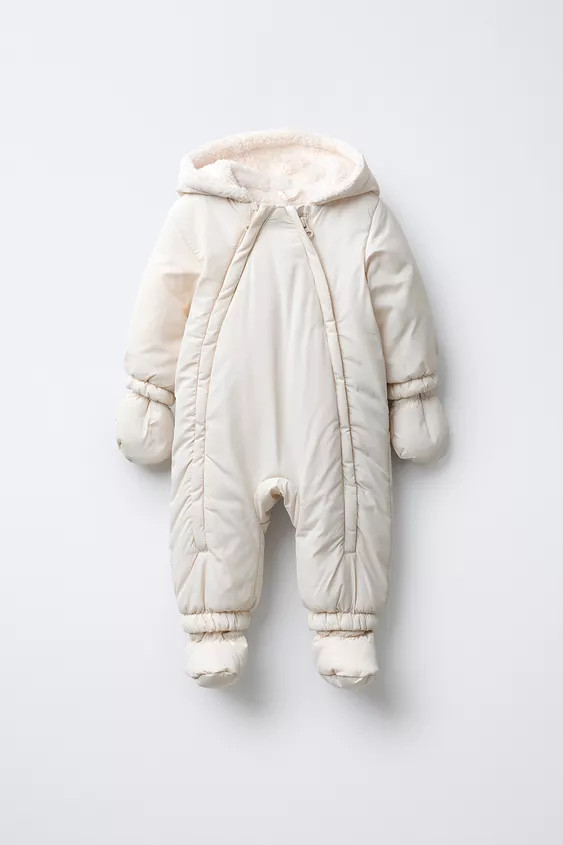 NYLON ROMPER WITH DETACHABLE MITTENS AND BOOTIES | Zara US