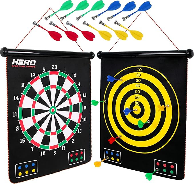 Magnetic Dart Board - Double Sided Dart Game For Kids And Adults - 12pcs Magnetic Darts, Safe And... | Amazon (US)