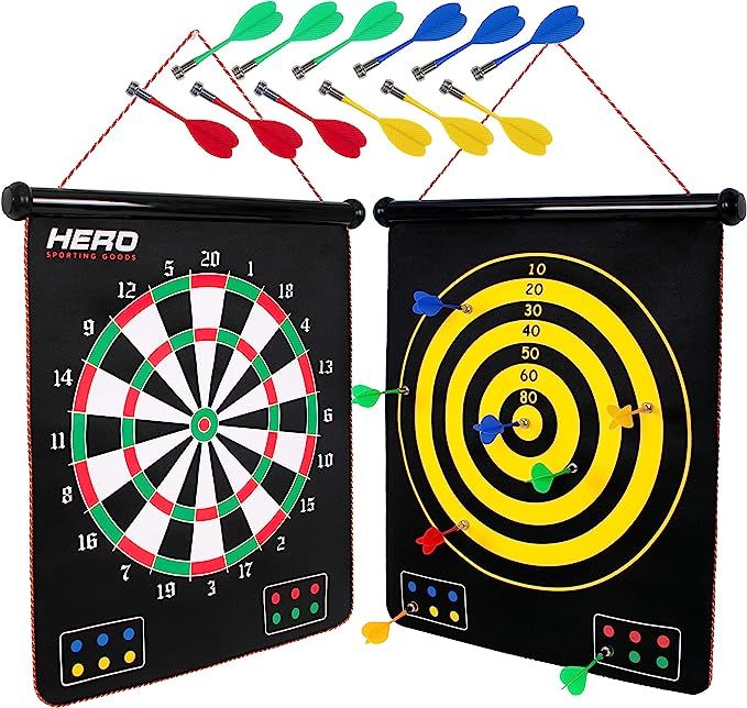 Magnetic Dart Board - Double Sided Dart Game For Kids And Adults - 12pcs Magnetic Darts, Safe And... | Amazon (US)
