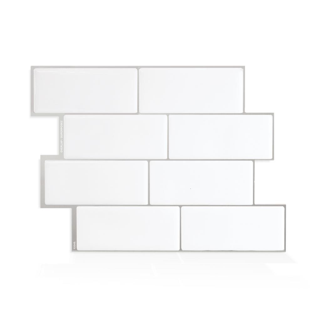 Metro Campagnola 11.56 in. W x 8.38 in. H White Peel and Stick Decorative Mosaic Wall Tile Backsp... | The Home Depot