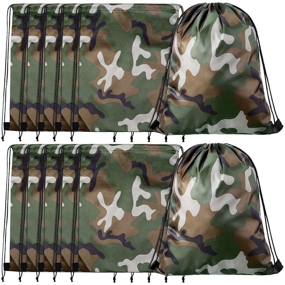Tondiamo 12 Pcs Camo Bag Drawstring Backpack Camouflage Drawstring Bags Army Cinch Camo Polyester... | Amazon (US)