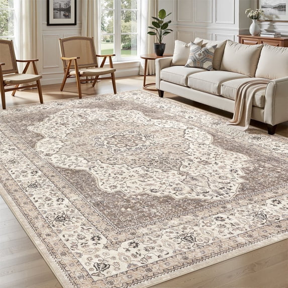 UERMEI 8'x10' Washable Area Rugs for Living Room, Vintage Floral Boho Printed Carpet, Non Slip In... | Walmart (US)