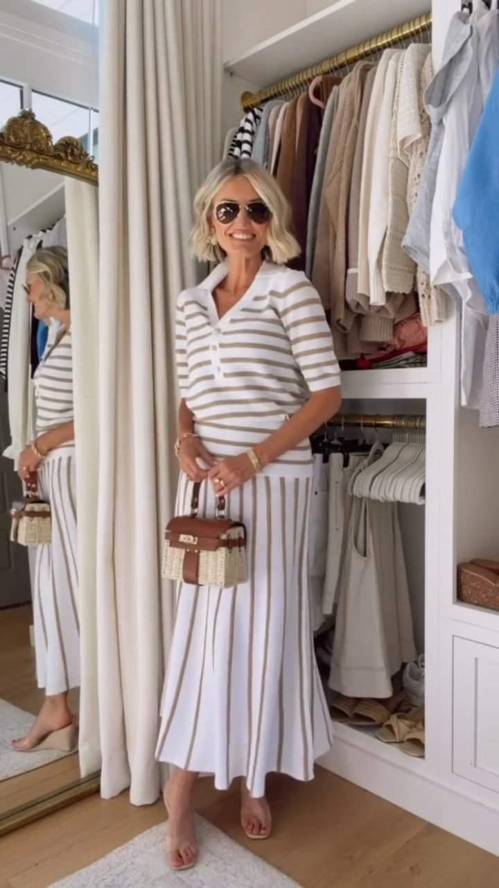 Love this striped matching set that is in a knit material! This is definitely something you could wear for work or play! Wearing XS!

Loverly Grey, Ann Taylor, summer outfit, summer workwear, matching set, summer purse 

#LTKSeasonal #LTKSaleAlert