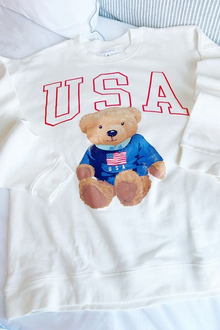 Target teddy bear sweatshirt, patriotic, Fourth of July outfit, Memorial Day outfit, red white and blue, USA, Ralph Lauren 

The absolute cutest patriotic teddy sweatshirt! Total Ralph Lauren bear vibes!🇺🇸 so soft and comfy! 

#LTKSeasonal #LTKFindsUnder100 #LTKFindsUnder50