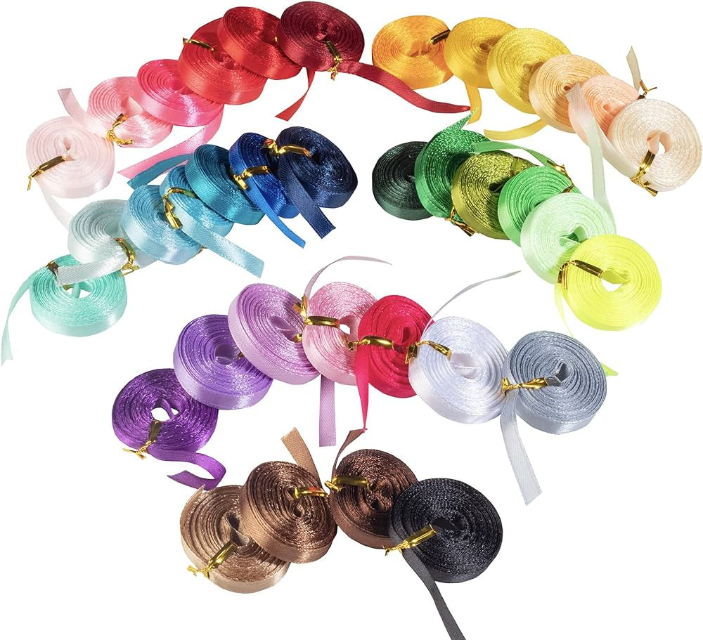 Satin Ribbon 36 Pack (1/4", 5 Yards Each) No Wire, DIY Arts & Crafts, Gift Wrapping Baskets, Wedd... | Amazon (US)