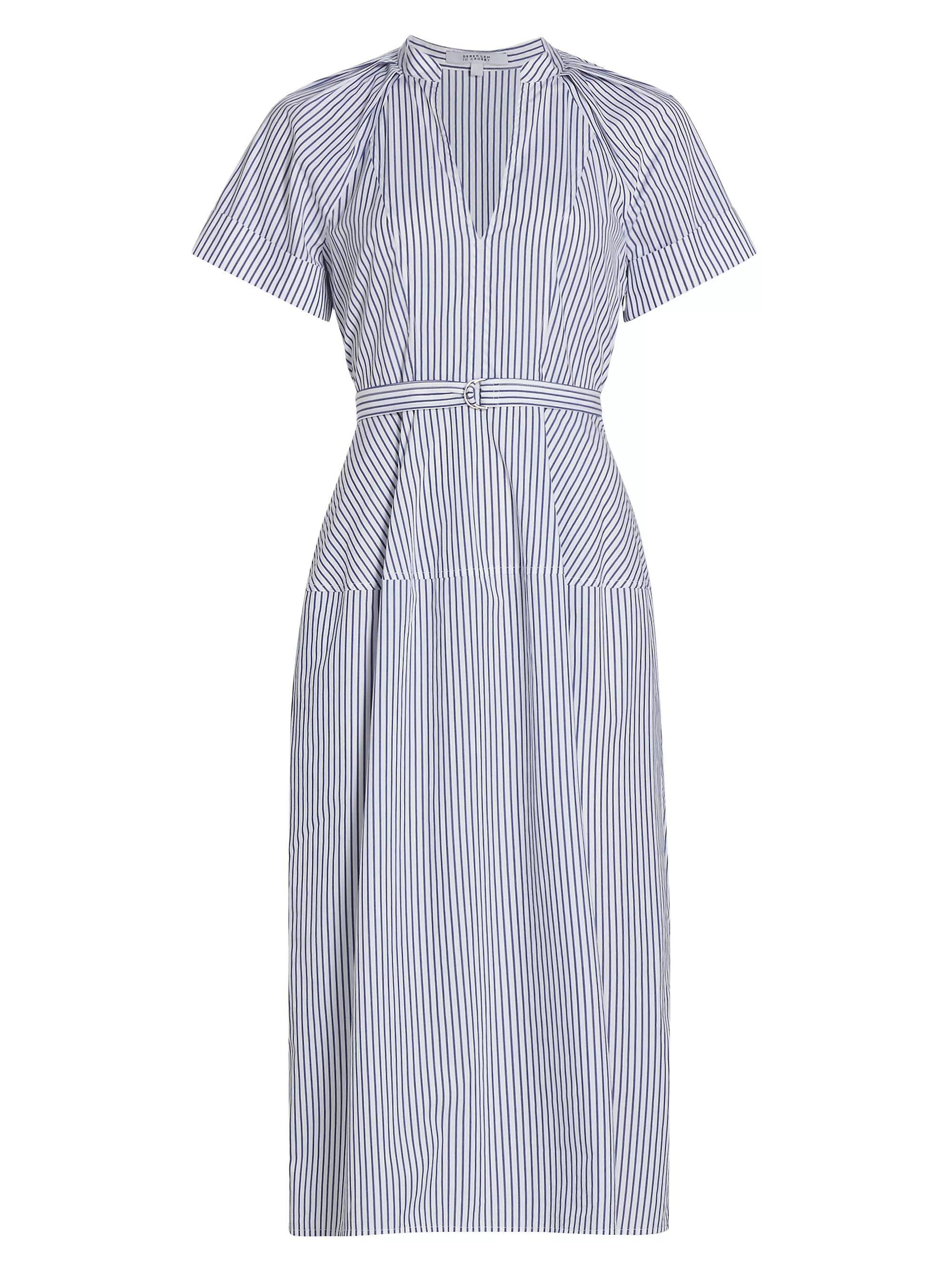 Orla Belted Striped Cotton Midi-Dress | Saks Fifth Avenue