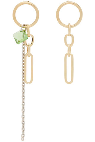 SSENSE Exclusive Gold & Green Paloma Earrings | SSENSE