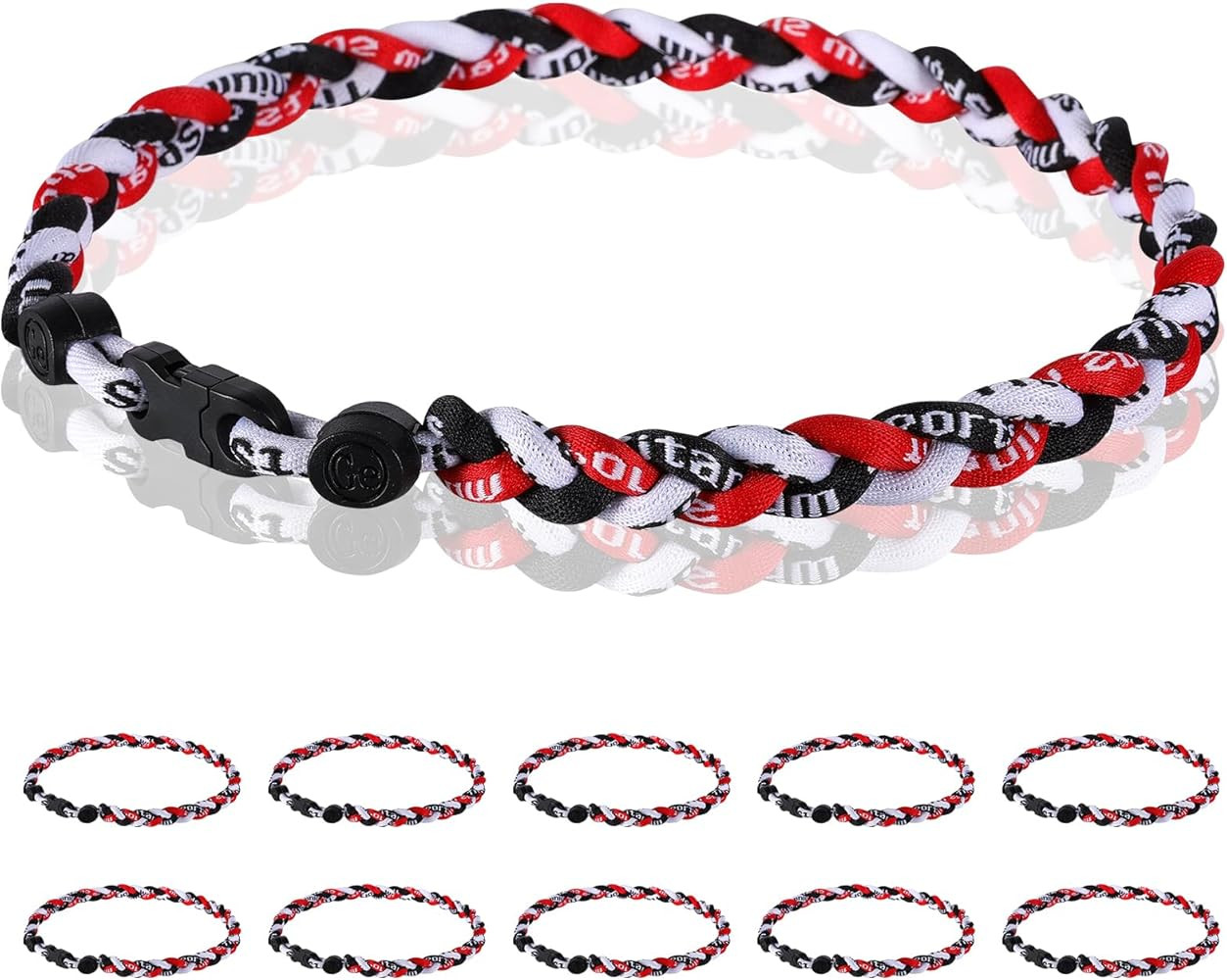 12 Pack Baseball Necklace 18inch, Team Gift for Baseball Funs, Three Braided Titanium Tornado Rop... | Amazon (US)