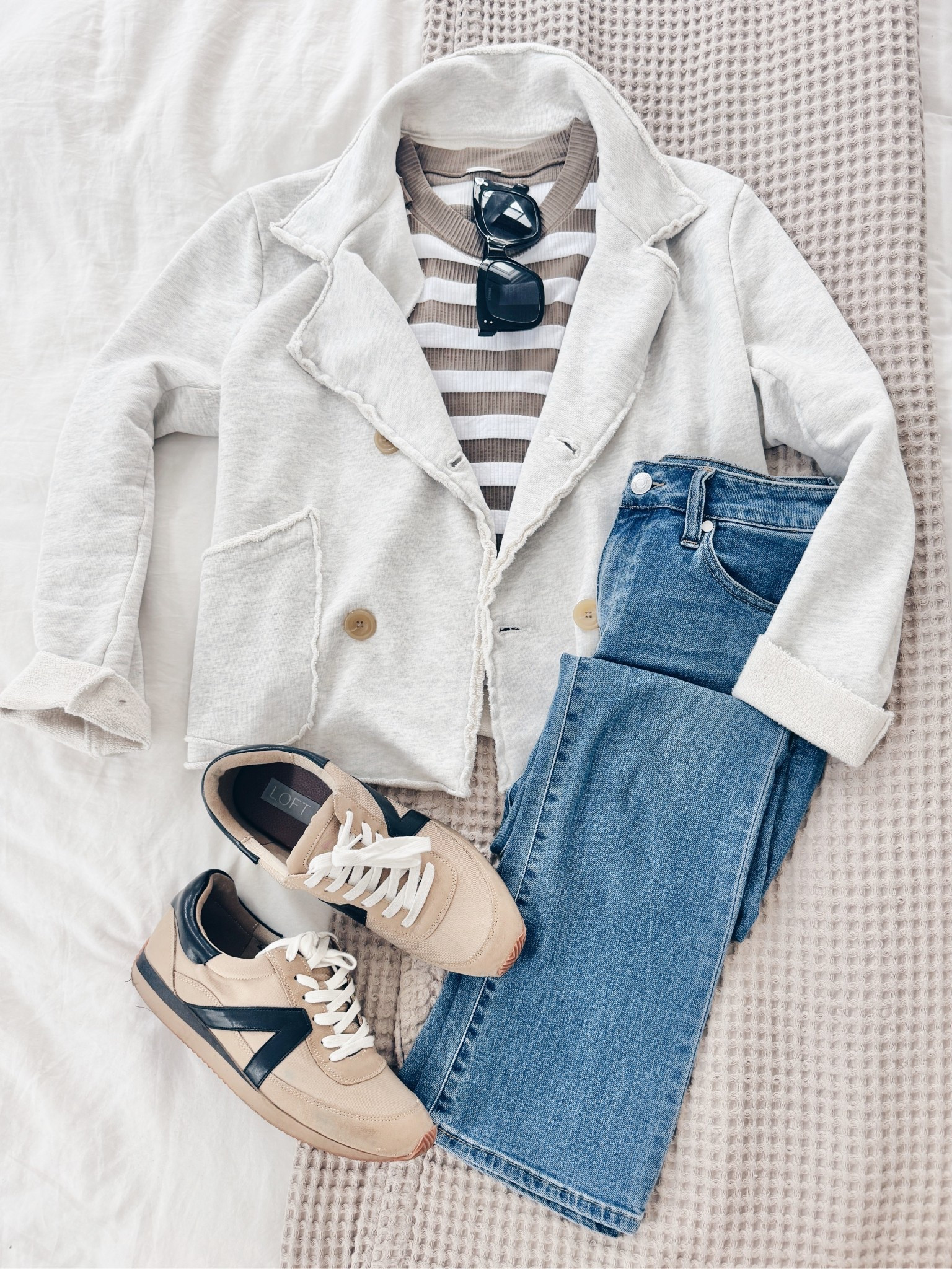 Weekend outfit!  Linking a save option for this sweatshirt blazer.  

I have size small in the tops, sneakers and jeans true to size.  

#LTKOver40 #LTKShoeCrush #LTKSaleAlert