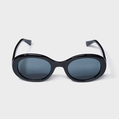 Women's Shiny Plastic Oval Sunglasses - Universal Thread™ Black | Target