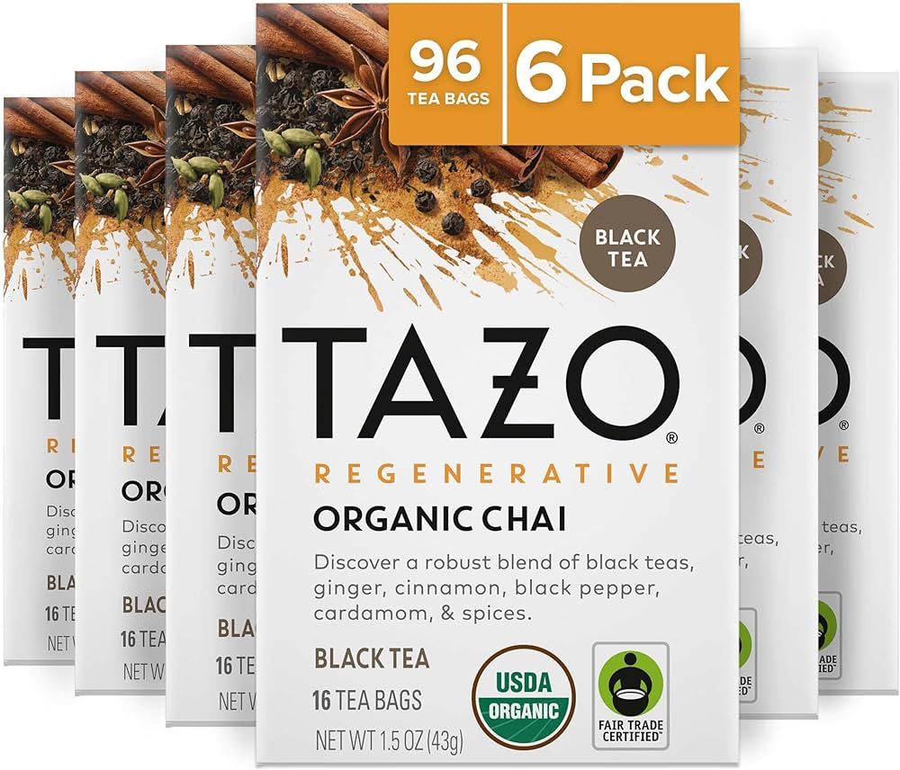 TAZO Regenerative Organic Chai Black Tea Bags, 16 Count (Pack of 6) | Amazon (US)