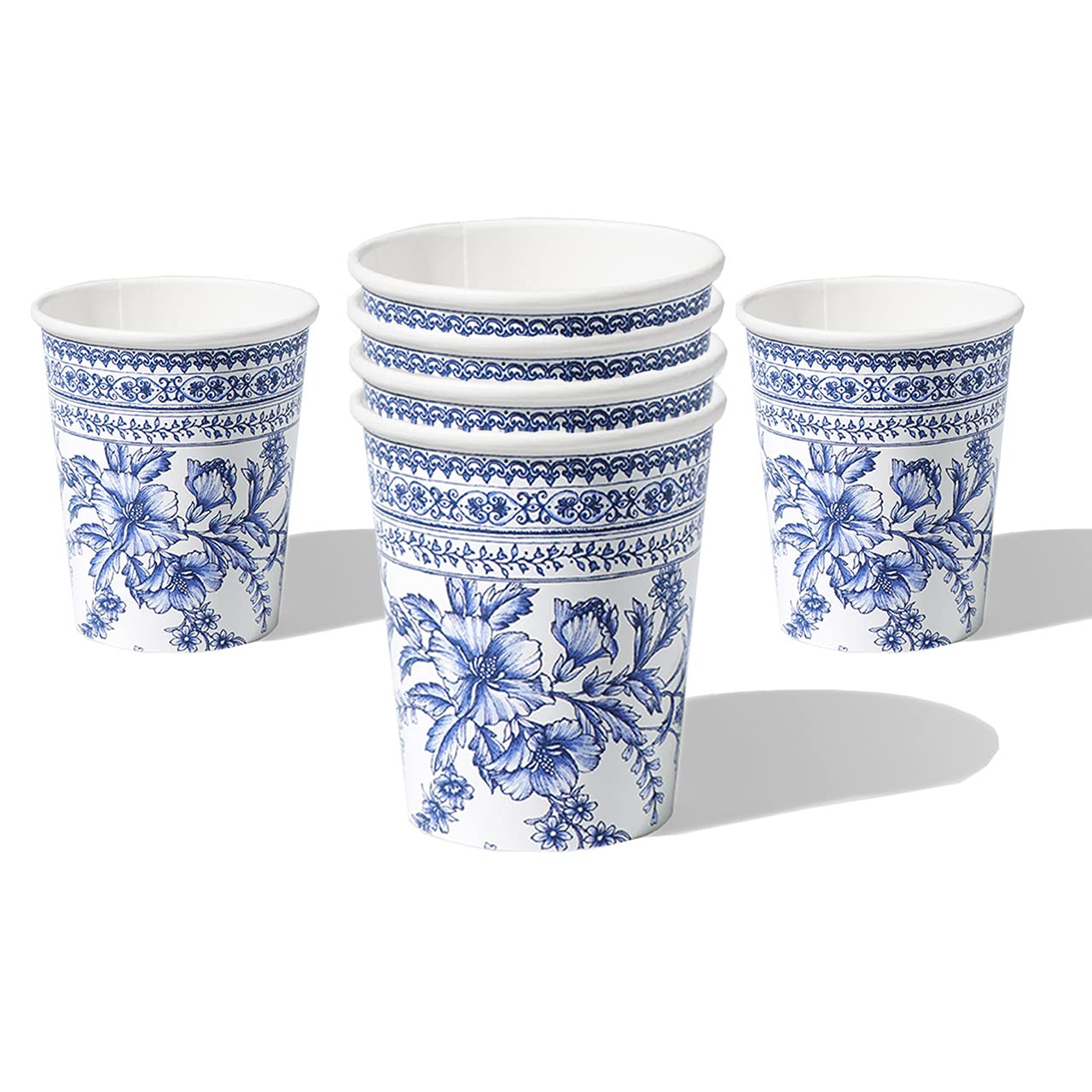 Coterie Blue Flower Paper Cups (Set of 10) | Cute Floral Cups For Summer Party, Tea Party, Bridal... | Amazon (US)