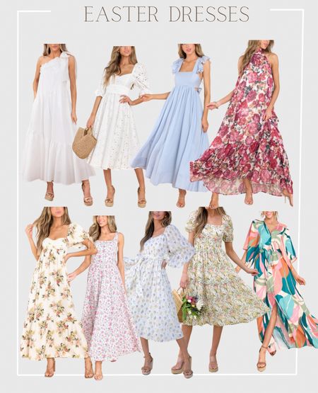 Easter dresses floral dresses midi dress blue dress ruffle dress wedding guest dress vacation dress spring dress puff sleeve dress 

#LTKunder100 #LTKSeasonal #LTKstyletip