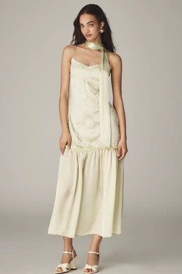 By Anthropologie Sleeveless Embroidered Drop-Waist Midi Dress with Scarf | Anthropologie (US)