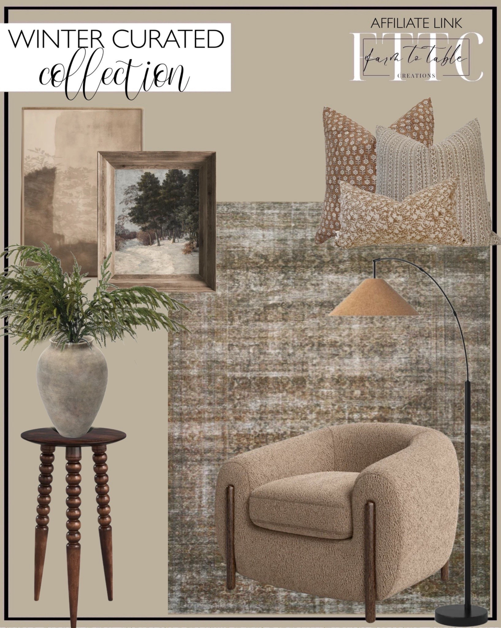 Winter Curated Living Room Decor | Neutral Cozy Home Finds

Follow @farmtotablecreations on Instagram for more cozy home inspiration.

This winter curated collection is all about warm neutrals, soft textures, and timeless pieces that layer beautifully into a cozy living space. From the textured neutral rug and boucle accent chair to the earthy pillows, framed winter artwork, and sculptural lighting, every piece was chosen to create a calm, inviting home that feels elevated but livable all season long. These are the kind of foundational decor finds that transition seamlessly from winter into everyday styling.

#livingroomdecor #winterdecor #neutraldecor #cozyhome #accentchair #throwpillows #livingroomrug #floorlamp #wallart #homedecor #livingroominspo #homefavorites #interiordecor 

#LTKSaleAlert #LTKHome #LTKFindsUnder50