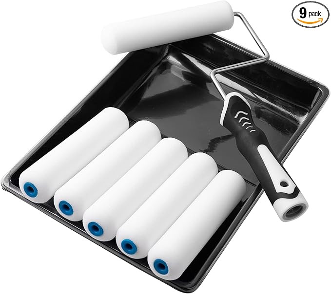 Mister Rui Paint Roller Kit, 9 Pack 6 Inch High Density Foam Paint Roller, Paint Tray with Liner,... | Amazon (US)