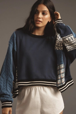 Pilcro Mixed Media Pullover Sweatshirt | Anthropologie (US)