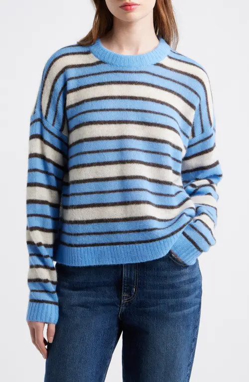Madewell Oversize Pullover Sweater in Blue Multi Stripe at Nordstrom, Size Small | Nordstrom