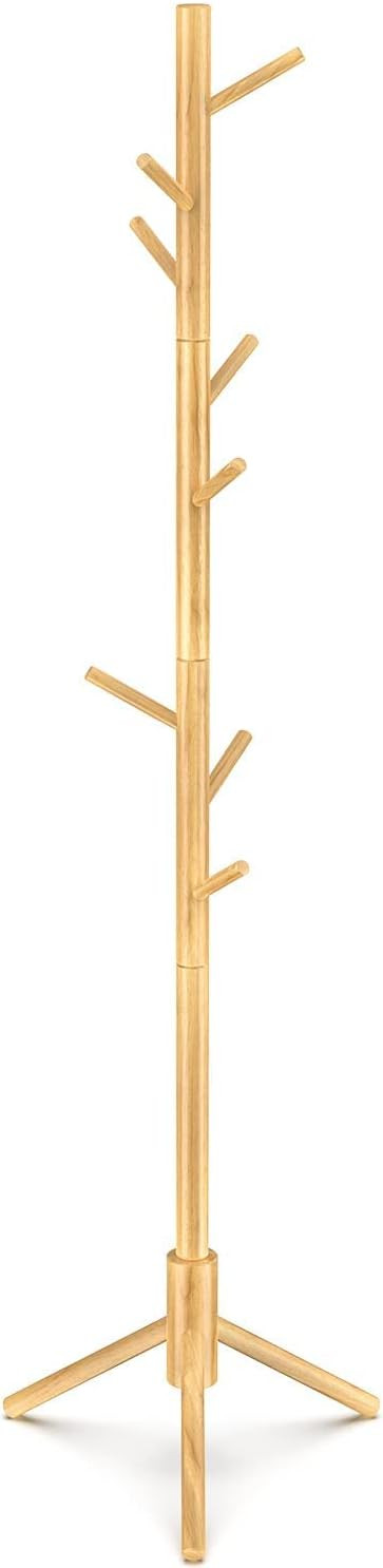 Pipishell Coat Rack Sturdy Wooden Coat Rack Stand, Adjustable Coat Tree, Free Standing Tree Hange... | Amazon (US)