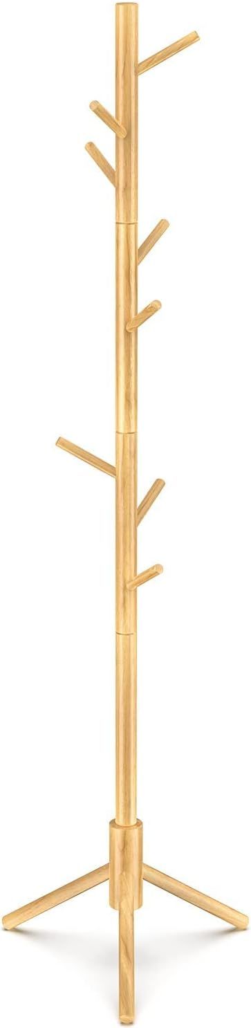 Pipishell Coat Rack Sturdy Wooden Coat Rack Stand, Adjustable Coat Tree, Free Standing Tree Hange... | Amazon (US)