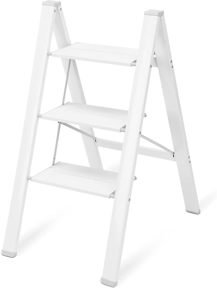 Asoopher 3 Step Ladder, Aluminum Folding Step Stool with Wide Anti-Slip Pedal, 330 Lbs Capacity, ... | Amazon (US)