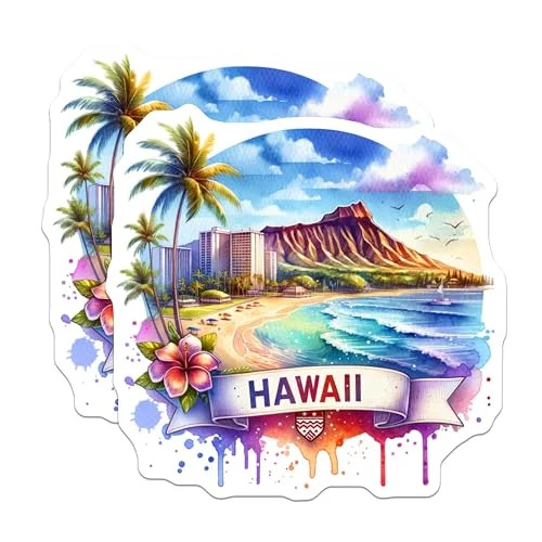 (2 Pack) Hawaii Beach Scene Magnets - Tropical Vacation Decor - Scenic Island Souvenirs - 5" On L... | Walmart (US)
