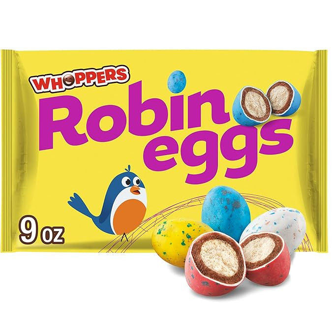 WHOPPERS Robin Eggs Malted Milk Balls, Easter Candy Bag, 9 oz | Amazon (US)