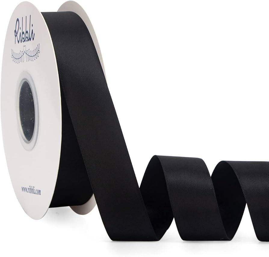 Ribbli Black Satin Ribbon Double Faced Satin 1 inch x Continuous 50 Yards-Black Ribbon for Gift W... | Amazon (US)