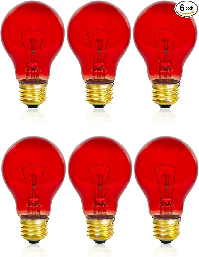 Mandala Crafts Clear 25 Watt Red Light Bulbs E26 Medium Base 120V 25W Red Bulbs | Amazon (US)