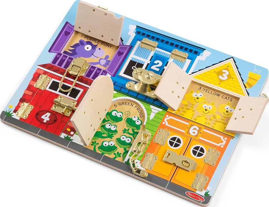 Melissa & Doug Wooden Latches Board | Wooden Toy | Developmental Toy | Motor Skills | Problem Sol... | Amazon (UK)