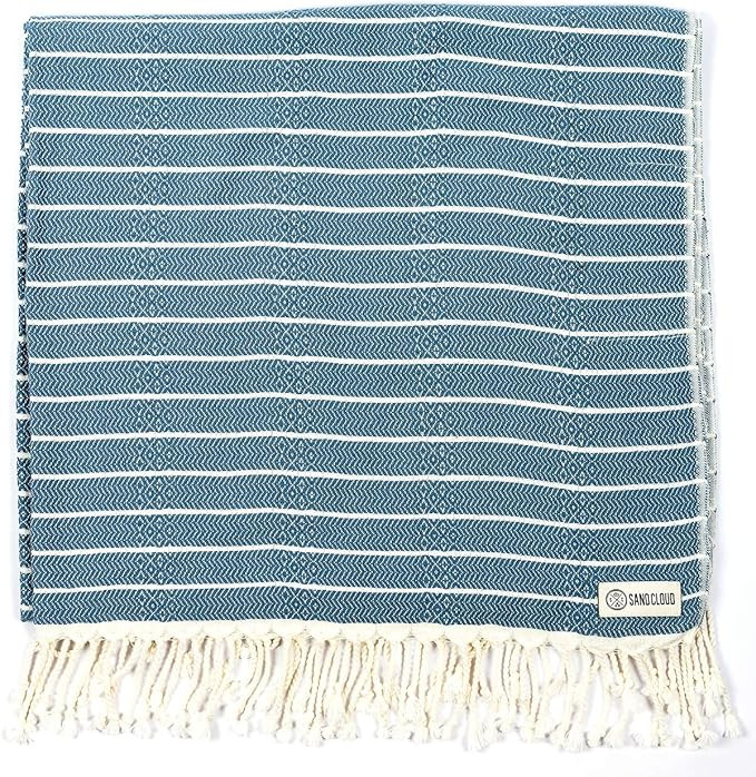 Sand Cloud Turkish Towel - Peshtemal Cotton - Great for Beach or as a Blanket - The Gocek (Denim) | Amazon (US)